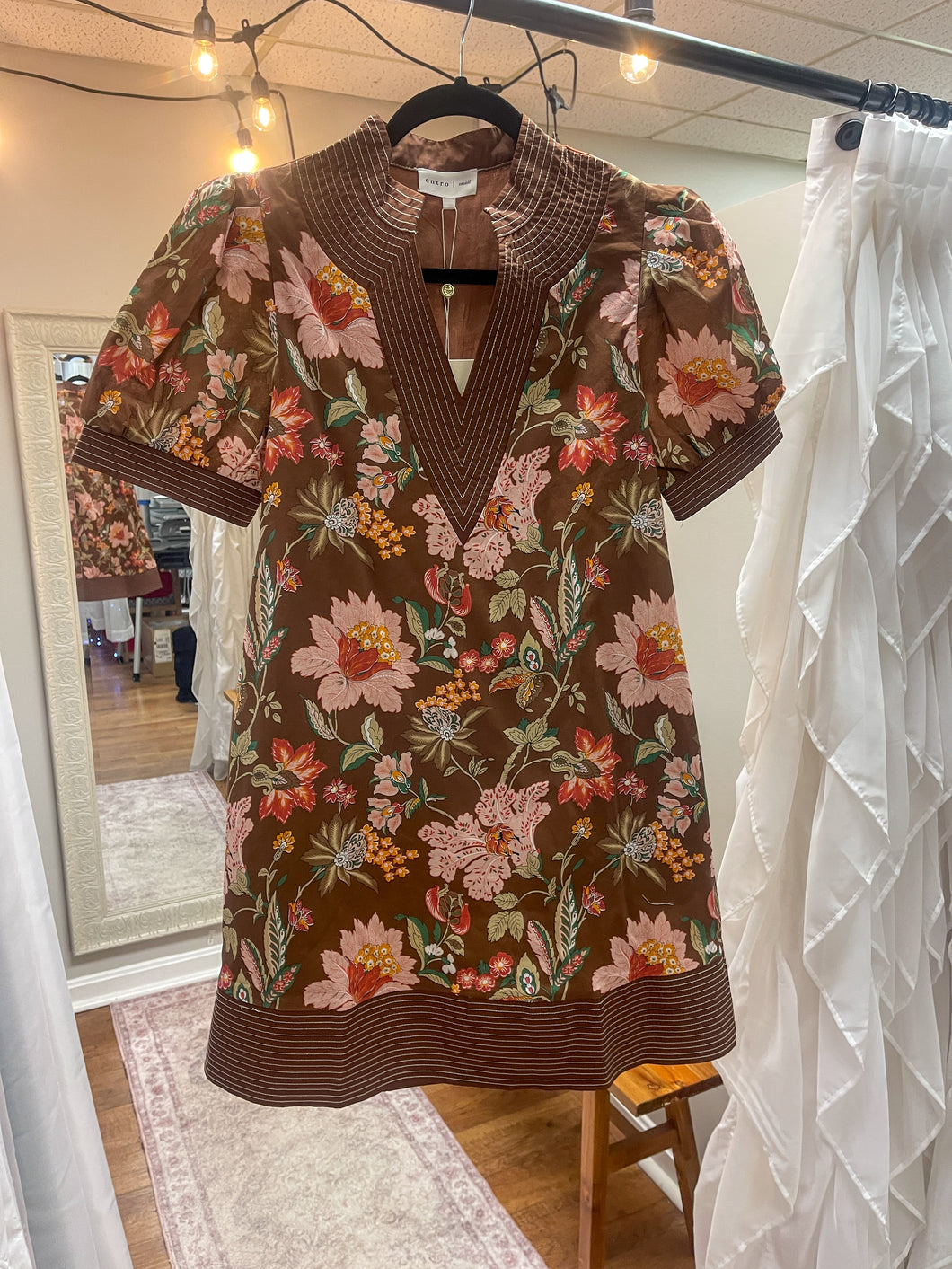Floral Print Lined Dress With Side Pockets