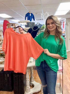Ladies Oversized Raw Edge Appricot Top