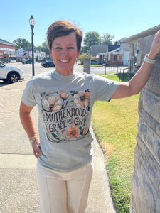 Motherhood Grace And Grit Unisex Comfort Colors Tee