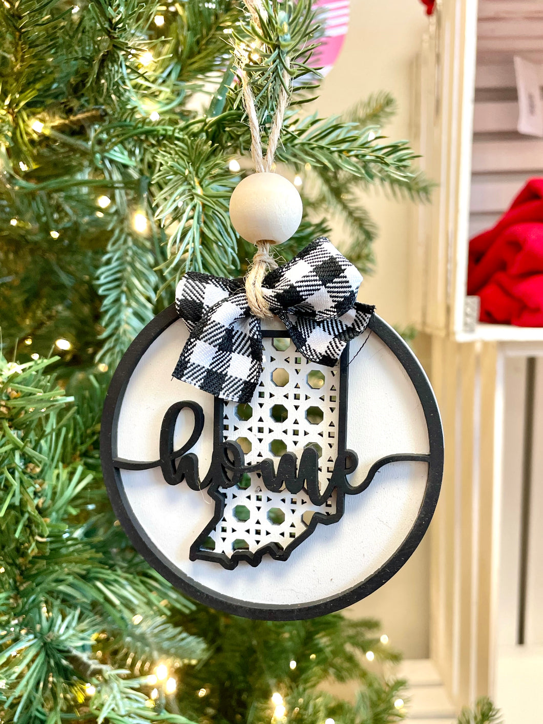 Indiana Wooden Christmas Ornament