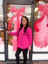 Load image into Gallery viewer, Royce Melange Poncho Hot Pink Fleece Sweatshirt