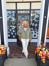 Load image into Gallery viewer, Olive Polka Dot Drawstring Jacket