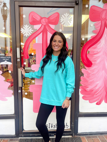 Royce Melange Poncho Beach Mint Fleece Sweatshirt