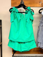 Load image into Gallery viewer, Green Linen Tie Strap Top &amp; Shorts Set