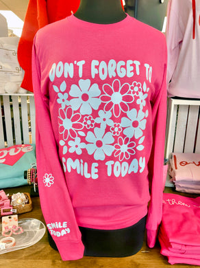 Don't Forget To Smile Today With Long Sleeve Print Unisex Tee