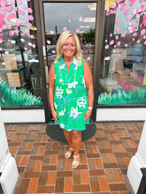 Load image into Gallery viewer, Emerald Bloom Contrast Trim Mini Dress