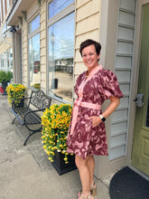 Load image into Gallery viewer, Mauve Floral Tie Waist Dress