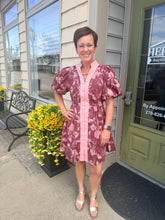 Load image into Gallery viewer, Mauve Floral Tie Waist Dress