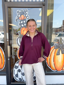 Burgundy Half Zip Butter Soft Knit Top