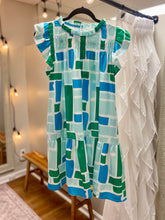 Load image into Gallery viewer, Ladies Turquoise, Green and Blue Block Dress With Pockets