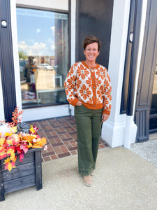 Fall Floral Knit Lightweight Cardigan Sweater