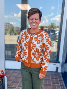 Fall Floral Knit Lightweight Cardigan Sweater