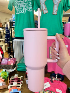 Light PInk 40 oz Stainless Steel Tumbler With Straw