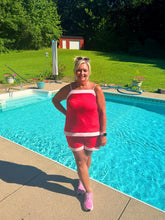 Load image into Gallery viewer, Red And Pink Contrast Trim Luxe Scuba Set FiNAL SALE ITEM