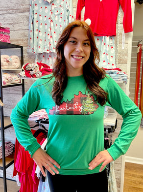 Kentucky Plaid Christmas Santa Long sleeve Unisex Tee