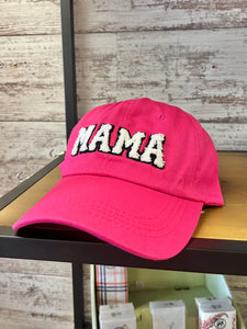 Hot Pink 'MAMA' Sherpa Baseball Cap