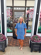 Load image into Gallery viewer, Medium Wash Denim Button Front Dress