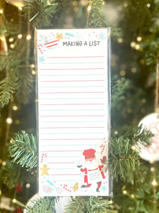 Holiday List Pad With Magnet Baking Santa