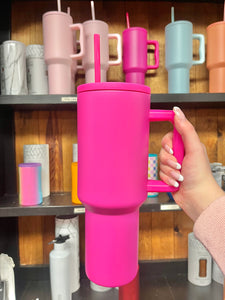 Hot PInk 40 oz Stainless Steel Tumbler With Straw