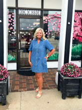 Load image into Gallery viewer, Medium Wash Denim Button Front Dress