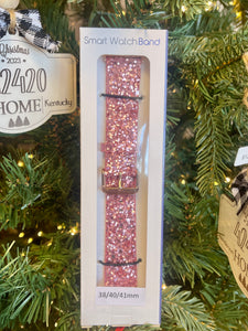 Interchangeable Shiny Glitter Silicone Watch Band-38/40/41 MM- Bubble PInk