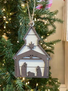 Christmas Manger/ Nativity/ Baby Jesus Wooden Ornament