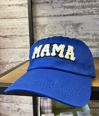 Royal Blue 'MAMA' Sherpa Baseball Cap