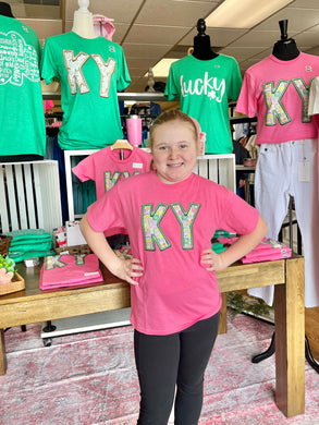 Youth Pink Kentucky St. Patrick's Day Printed Tee