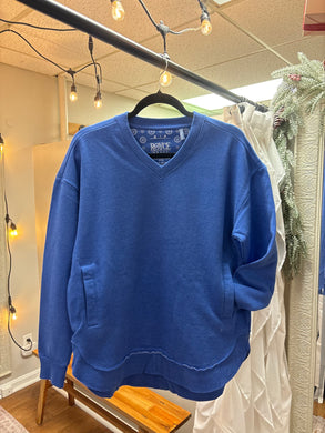 Royce East Hall V-Neck With Pockets Melange Poncho Royal Fleece Sweatshirt