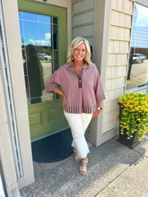 Load image into Gallery viewer, Dusty Pink Stripe Contrast Collar Top
