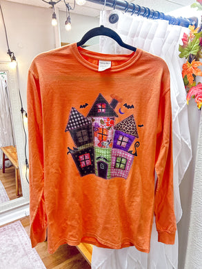 Witchy Halloween Vibes ComfortWash Orange Unisex Long Sleeve Tee