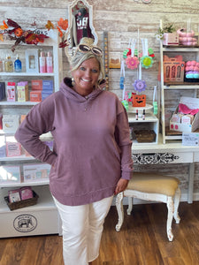 Royce Clairmont Hooded Melange Poncho Mauve Fleece Sweatshirt