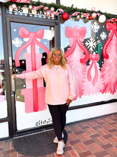 Load image into Gallery viewer, Royce Melange Poncho Beach Pink Fleece Sweatshirt