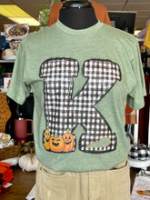 Load image into Gallery viewer, Kentucky Plaid &amp; Pumpkin Design on Fall Sage Green Soft Tee
