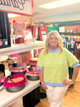 Load image into Gallery viewer, Spring Green Striped Sweatshirt Top