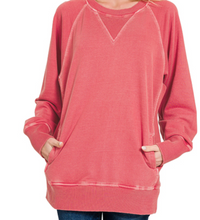 Load image into Gallery viewer, French Terry Red Pigment Dyed Pullover