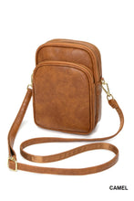Load image into Gallery viewer, 3 Zipper Crossbody Purse In Brown