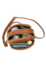 Load image into Gallery viewer, 3 Zipper Crossbody Purse In Brown