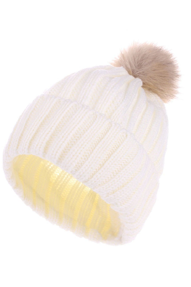 Ribbed Knit Pom Pom Beanie