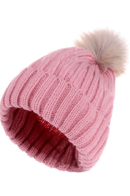 Ribbed Knit Pom Pom Beanie