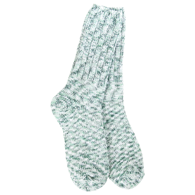 World's Softest Socks Ladies Holiday Ragg Feather Crew- Spruce