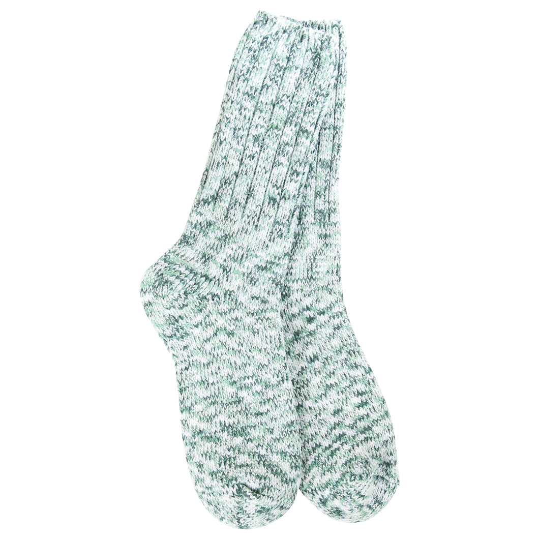 World's Softest Socks Ladies Holiday Ragg Feather Crew- Spruce
