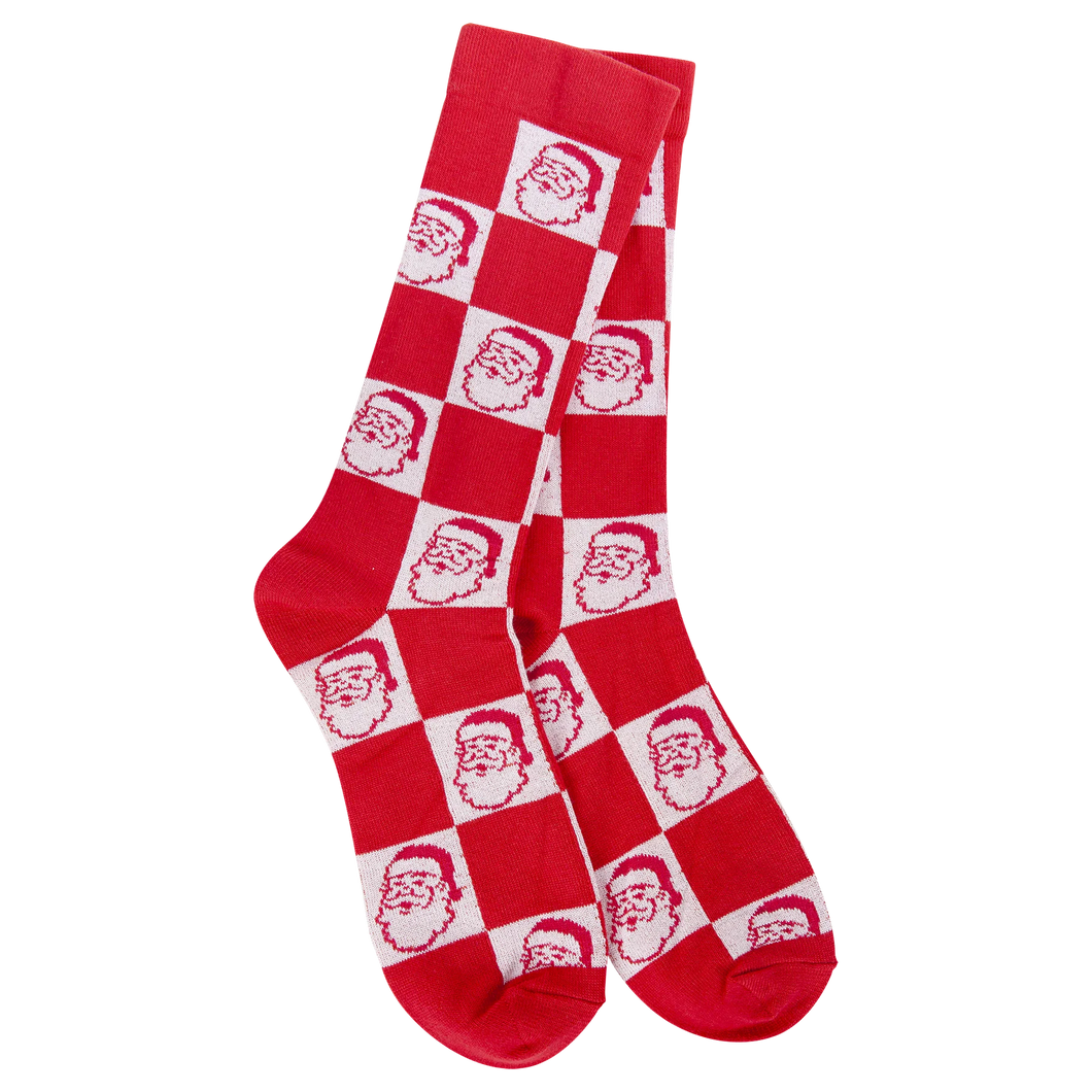 World's Softest Socks Weekend Crew- Santa Check