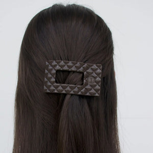 Teleties Small Flat Rectangle Hair Clip- Truly Taupe Quilted