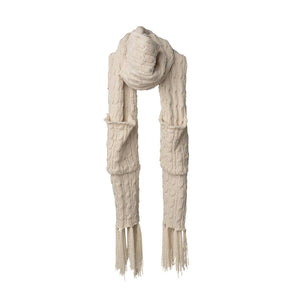 Cable knit scarf with built-in hand pockets- Assorted Colors