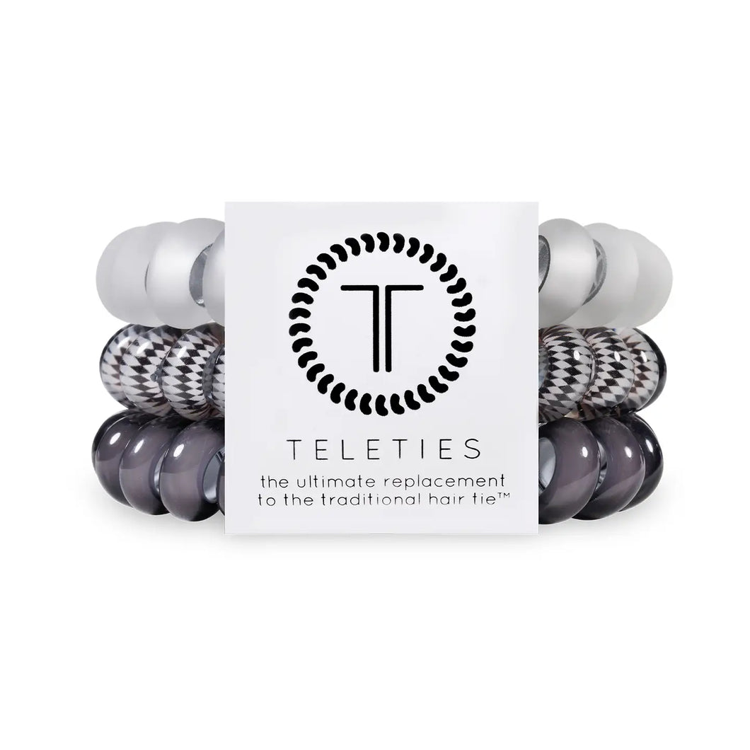 Silver Flames Teleties Large 3-Pack Hair Ties