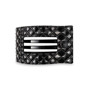 Teleties Medium Flat Rectangle Hair Clip- Jet Black Quilted
