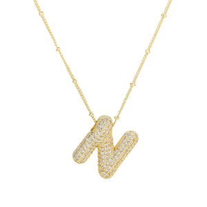 18K Gold Filled Balloon Bubble Initial Necklace