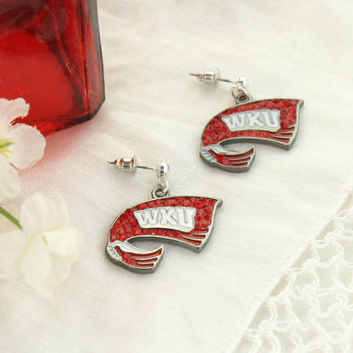 WKU Crystal Logo Earrings