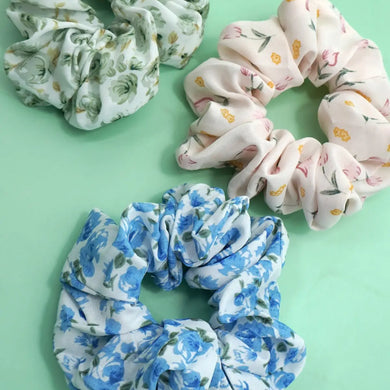 Chiffon Floral Toile Scrunchies